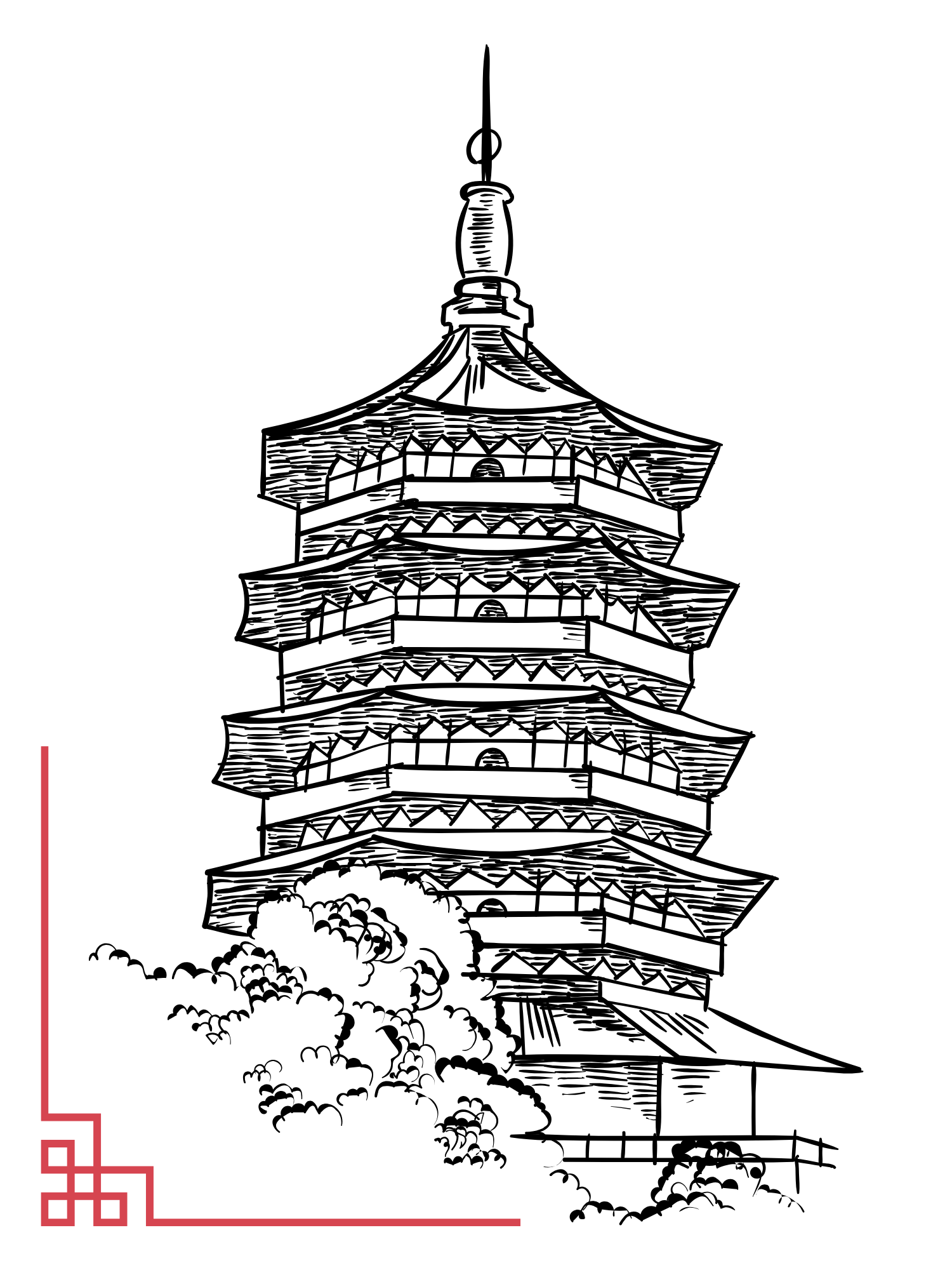 Illustration of a Chinese tower